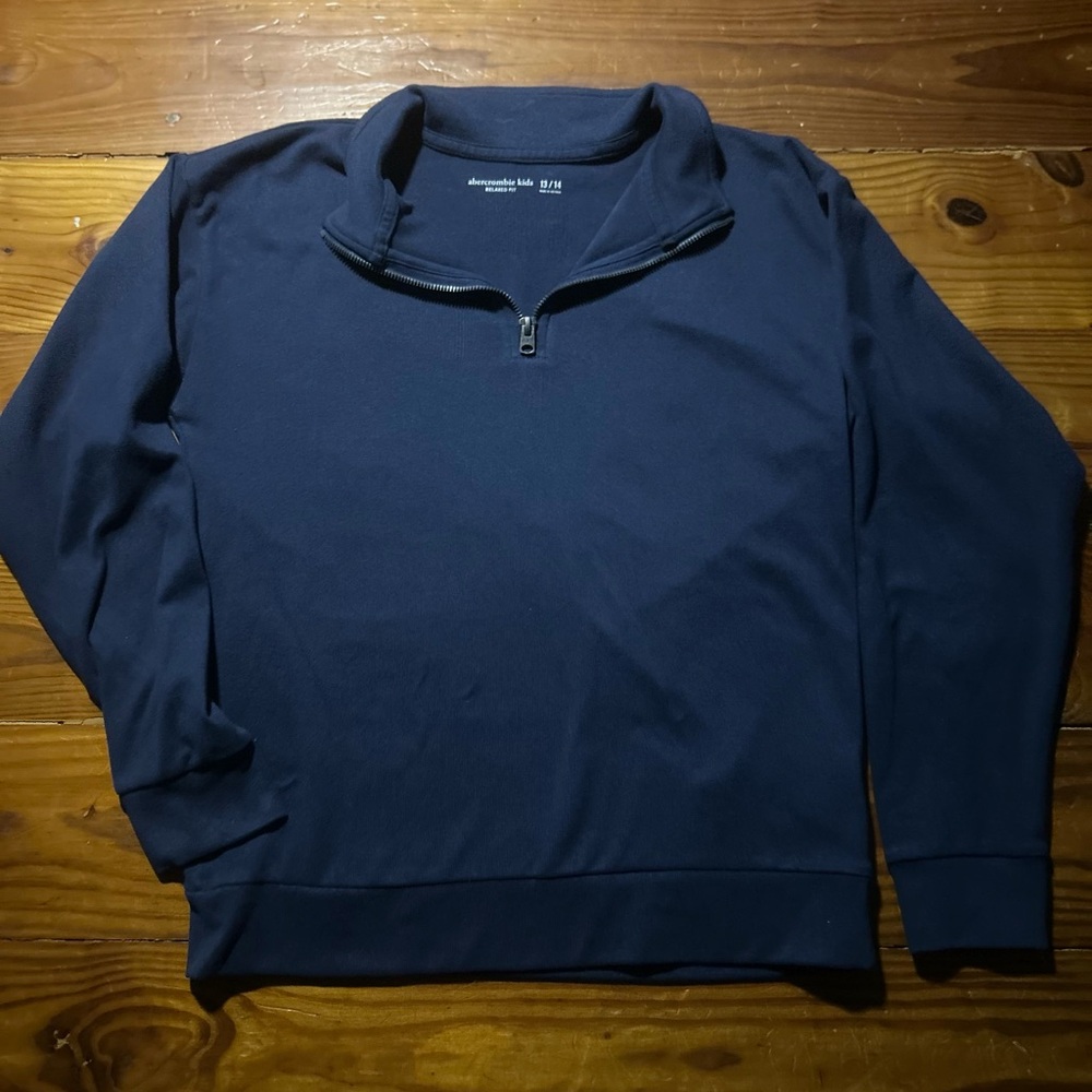 Abercrombie & Fitch boys Navy Quarter-Zip Pullover Sweater